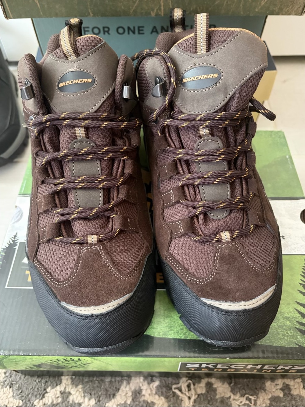 Skechers Men’s Brown Suede Hiking Boots with Black Toe